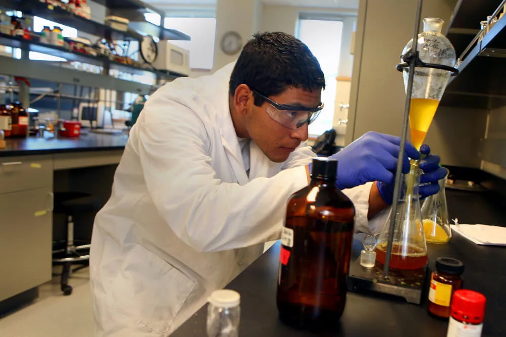 A chemist working on an experiment.